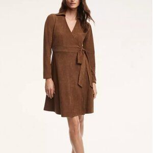 Brooks brothers Faux Suede Herringbone Wrap Dress